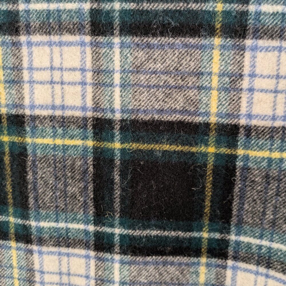 J. Crew Wool Tartan Plaid Pom Pom Scarf - Picture 3 of 4